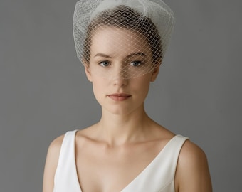 Birdcage Wedding Veil, Short Russian Net Bridal Headpiece, Vintage Style - White, Ivory or Black