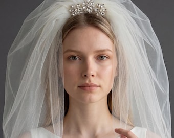 Bubble Wedding Veil, Crystal Headpiece, Modern Bride Wedding Accessory