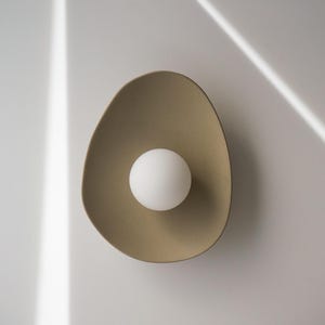 Handmade Beige Ceramic Wall Sconce, Ceramic Lamp Light