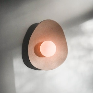 Handmade Beige Ceramic Wall Sconce, Ceramic Lamp Light