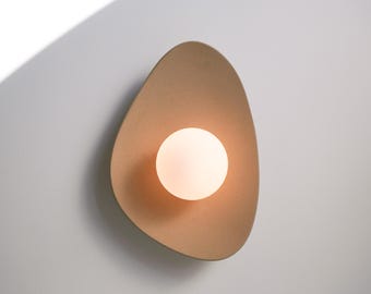 Handmade Beige Ceramic Wall Sconce, Ceramic Lamp Light