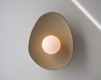 Beige Ceramic Wall Sconce – Handmade Clay Wall Lamp