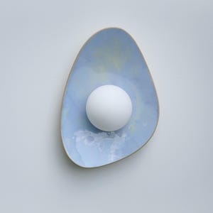 Handmade Ceramic Wall Sconce — Light Blue Violet Accent for Contemporary Walls, Decorative Wall Sconce