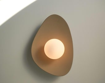 Handmade Beige Ceramic Wall Sconce, Ceramic Lamp Light