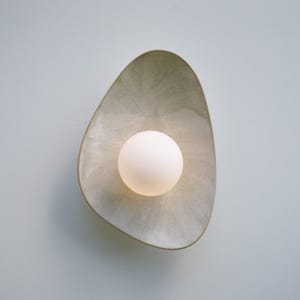 Handmade Ceramic Wall Sconce — Soft Grey Tones for Calm, Natural Interiors