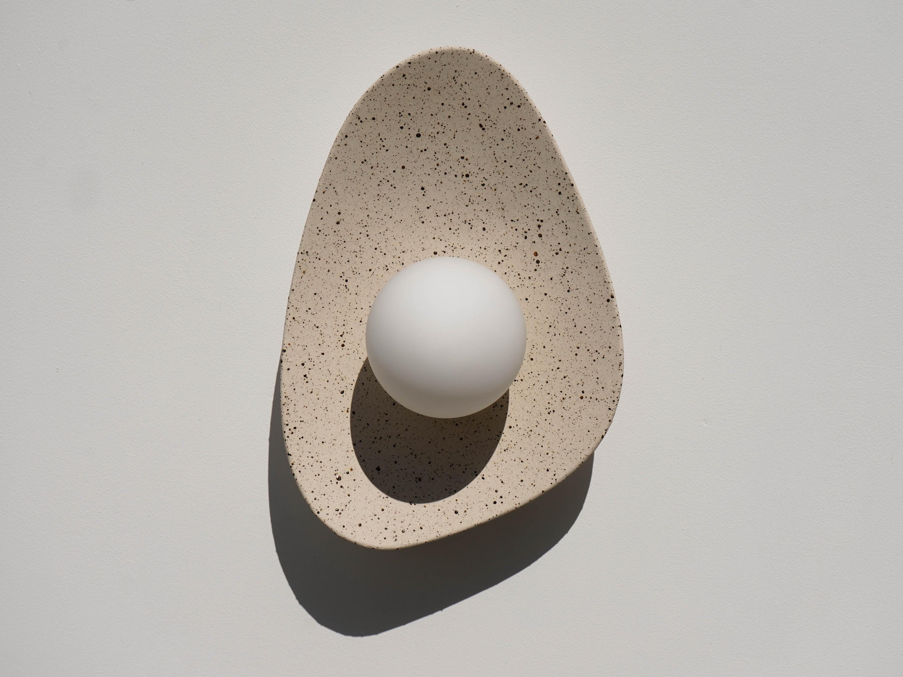 Handmade Ceramic Wall Sconce: Speckled White Stoneware, Coastal Lighting