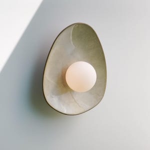 Handmade Creamy Beige Ceramic Wall Sconce, Ceramic Lamp Light.