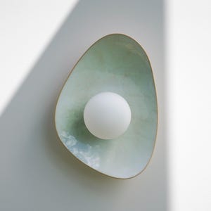 Handmade Ceramic Wall Sconce — Soft Green Tones for Calm, Natural Interiors