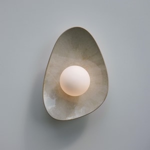 Handmade Ceramic Wall Sconce — Soft Grey Tones for Calm, Natural Interiors