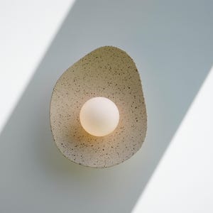 Handmade Ceramic Wall Sconce: Speckled White Stoneware, Coastal Lighting