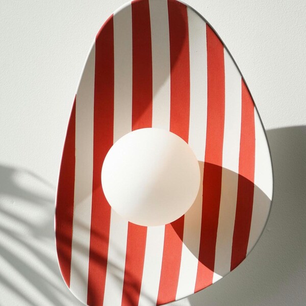 Wall lamp | Wall sconce | Wall light | Ceramic wall sconce | Handmade wall lamp | Striped wall light | Coastal wall lamp | Clay lamp sconce