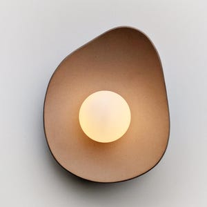 Handmade Beige Ceramic Wall Sconce, Ceramic Lamp Light