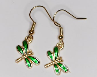 Handmade Dragonfly Dangle Earrings, Spring Jewelry