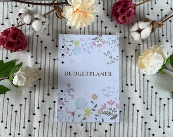Budget Planer, PHYSISCHES Produkt, A5 Einlagen, undatiert, Jahresplaner, 6-fach gelocht, Cash Stuffing, Finanzplanung, blumiges Design