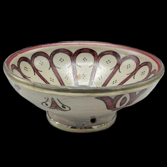 手作りのモロッコ・フェズ陶器ボウル：ティール、レッド、またはブルー