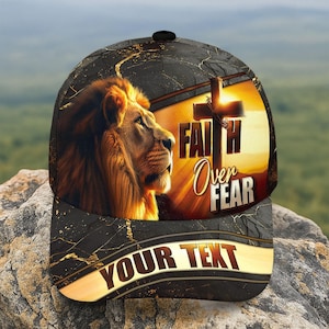 Faith Over Fear Hat, Christian Hat, Jesus Hat, Religious Cap, Personalized Christian Jesus Hat, Cross Hat For Men, Religious Gifts