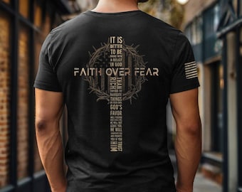 Faith Over Fear Christian Shirt, Jesus The Way The Truth The Life Design, Bible Verse Tee, Religious Faith Gift for Women and Men
