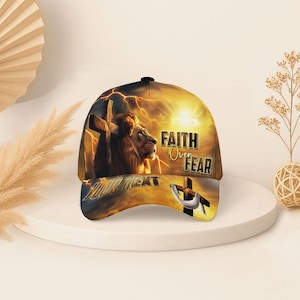 Faith Over Fear Hat, Christian Hat, Jesus Hat, Religious Cap, Personalized Christian Jesus Hat, Cross Hat For Men, Religious Gifts