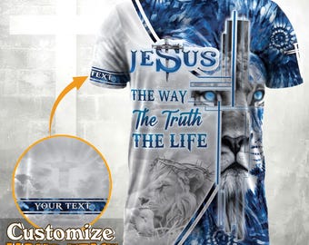 Benutzerdefinierte Jesus der Weg die Wahrheit und das Leben Shirt, christliches Shirt für Männer, Jesus Shirt, religiöse Hemden, Männer christliche Hemden, Kreuz Shirt