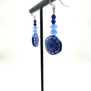 Funky blue dangle earrings