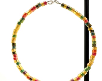 Colorful beaded hoop earrings
