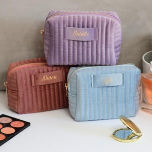 Benutzerdefinierte Name Make-up Tasche Personalisierte Reise Kulturtasche Samt Kosmetiktasche Set Brautjungfer Geschenke Muttertagsgeschenk Geburtstagsgeschenk für Sie