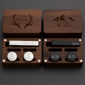 Benutzerdefinierte Groomsmen Manschettenknöpfe Personalisierte Manschettenknöpfe Set für Groomsman Krawattenklammer Set Manschettenknöpfe für Hochzeit Accessoires für Männer Weihnachtsgeschenk