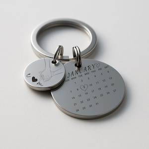 Calendrier personnalisé porte-clés personnalisé porte-clés couple réservez la date porte-clés date de mariage porte-clés cadeaux d'anniversaire cadeau de Noël