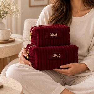 Neceser personalizado para mamá, neceser de terciopelo, neceser de maquillaje personalizado para novia, neceser de regalo para damas de honor, regalo de boda para ella, regalo de Navidad