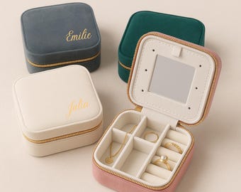 Benutzerdefinierte Name Schmuckschatulle Reise Schmuckschatulle Personalisierte Samt Schmuckschatulle Brautjungfern Geschenke Brautparty Geschenke Weihnachtsgeschenk für Sie