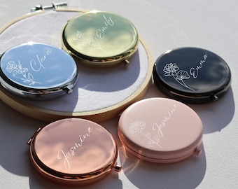 Custom cute compact mirror compact gold mirror Engraved Compact Pocket Mirror Personalized Black Compact Mirror Gift Bridesmaid Gift for Mom