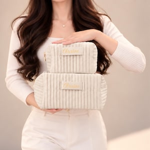 Samt-Namen-Make-up-Tasche, personalisierte Reise-Kulturtasche, Samt-Kosmetiktaschen-Set, Brautjungfergeschenke, Muttertagsgeschenk, Valentinstagsgeschenk