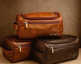 Borsa da toilette da uomo personalizzata Borsa da toilette da uomo in pelle personalizzata Borsa da toilette da viaggio per uomo Regalo di anniversario per lui Regalo di Natale