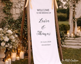 Custom Fabric Wedding Welcome Sign Personalised Wedding Decoration Wedding Banner Outdoor Welcome Sign Wedding Sign Engagement Party Sign