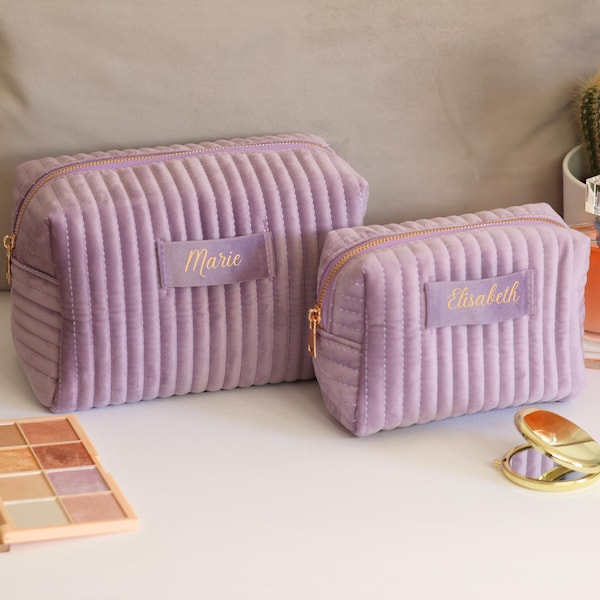 Custom Name Makeup Bag Personalized Travel Toiletry Bag Velvet Cosmetic Bag Set Bridesmaid Gifts Mother's Day Gift Birthday Gift for Her