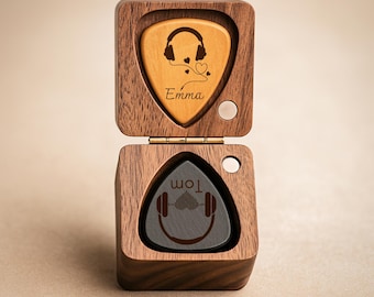 Personalisierte hölzerne Gitarren-Plektrumsbox, kundenspezifisches Plektrumsgeschenk