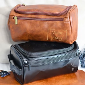 Trousse de toilette personnalisée pour homme Trousse de toilette personnalisée en cuir pour homme Trousse de toilette de voyage pour homme, cadeau d'anniversaire pour lui, accessoire en cuir