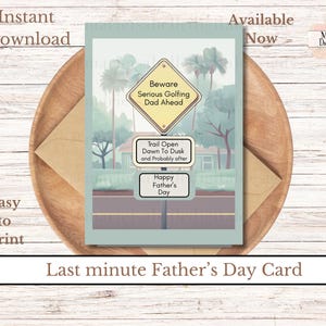 Carte de golf de dernière minute pour la fête des pères | Carte de voeux imprimable 5 x 7 | Carte de parcours de golf pour papa | Téléchargement instantané | Cadeau pour amateur de golf amusant