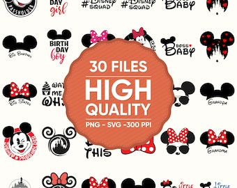 Bundle 30 Digital Mouse Family Trip SVG 2025 T-shirt Design, Little Sister Brother, PNG Cartoon Character & Friends Vacation Castle Princess
