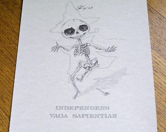 Independens Vaga Sapientiae 8 x 10 inch anatomische cartoon skeletafdruk (Latijn)