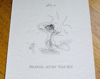 Parva Avis Tacet (Woodstock) 8 x 10 inch anatomische cartoon skeletprint (Latijn)