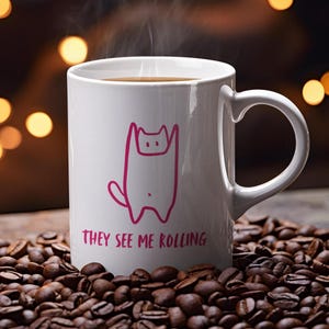 Funny mug with saying or motif. Funny ceramic mug for coffee, tea, gift idea for office, friends and family.