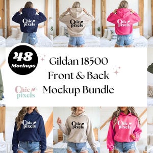 Gildan 18500 Hoodie Sweatshirt Front & Back Mockup Bundle G185 Mockup Bundle Front and Back Hooded Sweatshirt Back of Hoodie New Shop Bundle