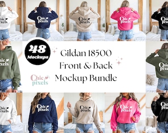 Gildan 18500 Hoodie Sweatshirt Front & Back Mockup Bundle G185 Mockup Bundle Front and Back Hooded Sweatshirt Back of Hoodie New Shop Bundle