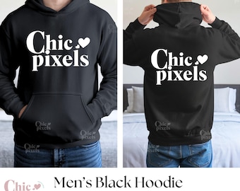 Gildan 18500 heren zwarte hoodie voor- en achterkant mockupbundel G185 zwarte hoodie met capuchon achterkant mockup, voor- en achterkant heren mock-ups, trendy