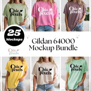 Gildan 64000 Mockup Bundle, G64000 New Shop Tshirt Bundle, G640 New Shop Bundle POD Mockup Bundle, Model Mockups, Trendy Mockups