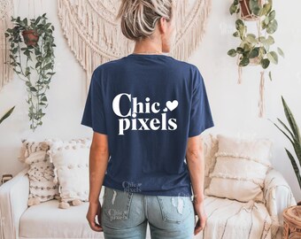 Comfort Colors C1717 Denim Back of Shirt Mockup CC1717 Denim T-Shirt Back Mockup Model Mockup Trendy Mockup Comfort Colors Denim Blue TShirt