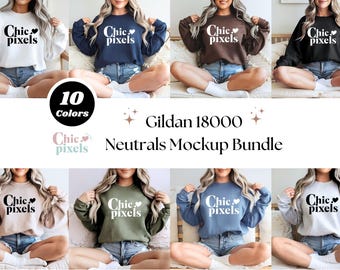 Gildan 18000 Sweatshirt Mockup Bundle, G180 Mockup Bundle, Gildan Sweatshirt, New Store Mockup Bundle, Model Mockups, Boho Mockup Bundle