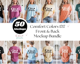 Comfort Colors C1717 Front & Back of Shirt Mockup Bundle CC1717 T-Shirt Front and Back Bundle Model Mockup Comfort Colors New Shop Bundle