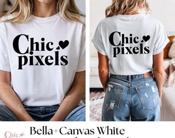 Bella Canvas 3001 White Front & Back of Shirt Mockup Bundle Bella+Canvas White Tshirt Back Mockup Bundle Trendy Tee Model Mock